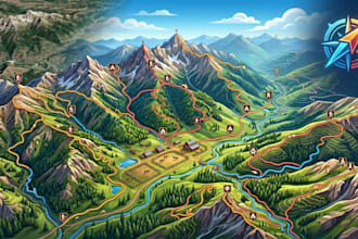 design gis trail hiking tourism direction navigation ranch mountain terrain maps