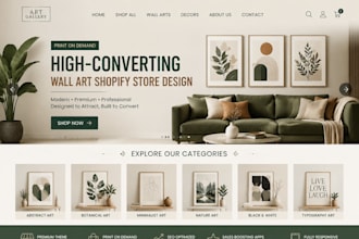 design modern wall art shopify store print on demand website art store