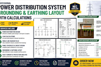 design power distribution system, grounding and earthing layout with calculation