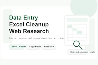 do data entry, excel cleanup, and web research