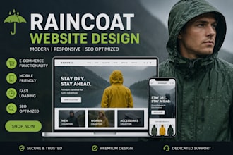 design raincoat website, rainwear store and waterproof clothing shopify website