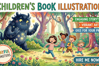 be children book story illustrations and draw illustration kid story book design