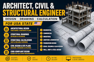 do architect drawing, structural engineer design and structural calculation usa