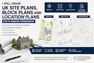 draw UK site plans, block plans and location plans for planning permission