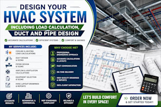 design your hvac system including load calculation, duct and pipe design