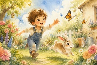 do soft whimsical childrens storybook illustration, whimsical art book