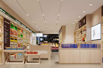 renew 3d model supermarket, grocery store  convenience store, interior design