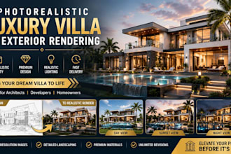 create photorealistic luxury villa 3d exterior rendering