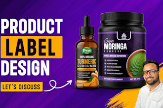 design product label, supplement label bottle label and product packaging design