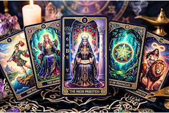design custom card game, party, tarot, uno style and board game art