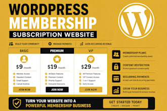 develop wordpress membership website membership wordpress subscription website