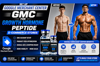 set up google merchant center gmc for growth hormone peptide ecommerce stores