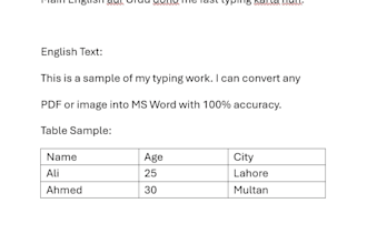 do fast urdu english typing, PDF to word data entry
