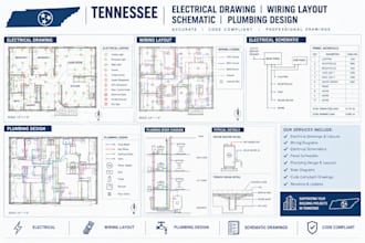 deliver tennessee electrical drawing, wiring layout, schematic, plumbing design