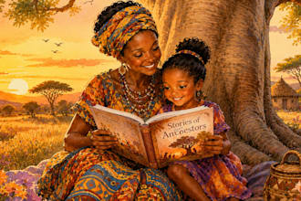 create african children book watercolor illustrations and picture book art