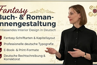 do fantasy book formatting and and novel interior design for german book