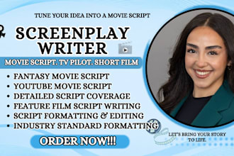 write movie script, screenwriting, feature film script, screenplay, TV script