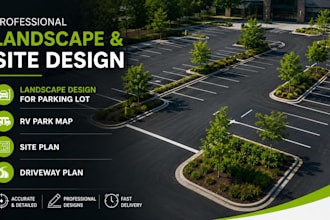 do landscape design for parking lot, rv park map, site plan and driveway plan