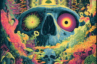 do amazing art retro horror, stoner, psychedelic