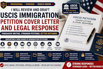 review and draft uscis immigration petition cover letter and legal response