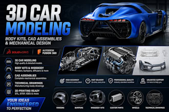 create 3d car modeling, body kits, cad assemblies, mechanical cad designs