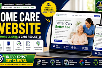 design home care website, caregiver website, healthcare website that gets client