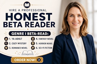 be your fantasy beta reader, thriller beta reader, romance beta reader