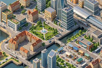 detailed isometric maps, vector map illustration and interactive maps