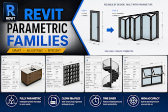 deliver revit architectural bim models, 2d drawings, and parametric families