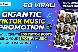 make 200 tiktok post with your sound or spotify music