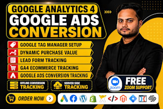 setup google ads conversion tracking, analytics 4, ga4 ecommerce by GTM