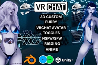 do custom 3d vrchat avatar furry avatar 3d model vr character nsfw anime vrm