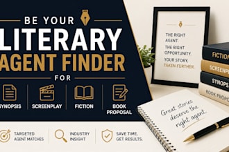 be your literary agent finder for synopsis, screenplay, fiction, book proposal