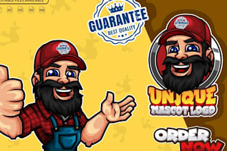 design a custom mascot logo for your brand or business