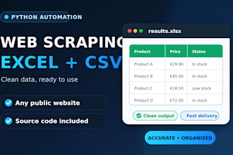 scrape website data into clean excel or CSV using python