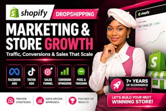 scale your shopify store with facebook ads, tiktok ads cro and shopify marketing