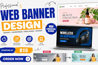 design attractive web banner, shopify hero image, website header