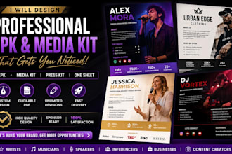 design a professional epk, media kit, press kit, one sheet, or artist epk