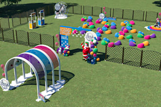 3d preschool outdoor event party,christmas stage ornament design,mall activation