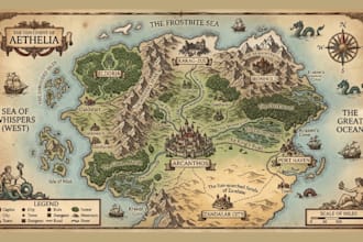 draw fantasy map, kingdom map city map, battle map, dnd map and rpg world map