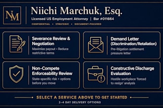review your non compete agreement and advise on your legal options a US attorney
