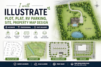 illustrate plot, plat, rv parking, site, property map design