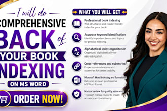 do comprehensive back of your book indexing on ms word