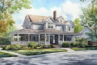paint watercolor house portrait