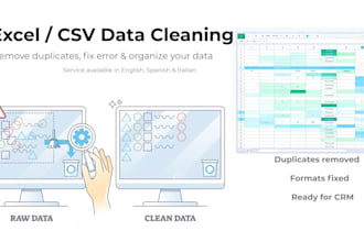 clean and organize your excel, json and CSV data