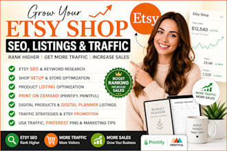 optimize etsy store SEO, product listings, print on demand