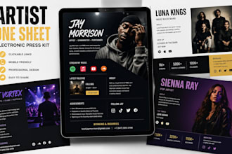 one sheet artist epk design electronic press kit design one pager dj media kit