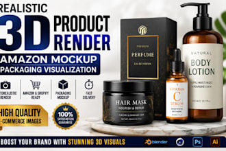 create 3d product mockup, realistic render, amazon listing for ecommerce brand