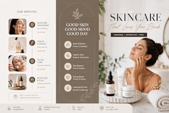 design beauty salon spa, skincare cosmetic brochure trifold bifold flyer leaflet