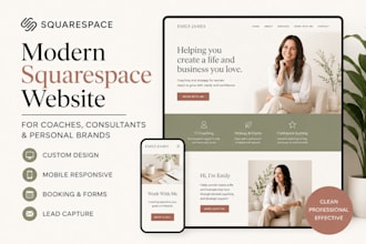 design a modern squarespace website for coach consultant or personal brand